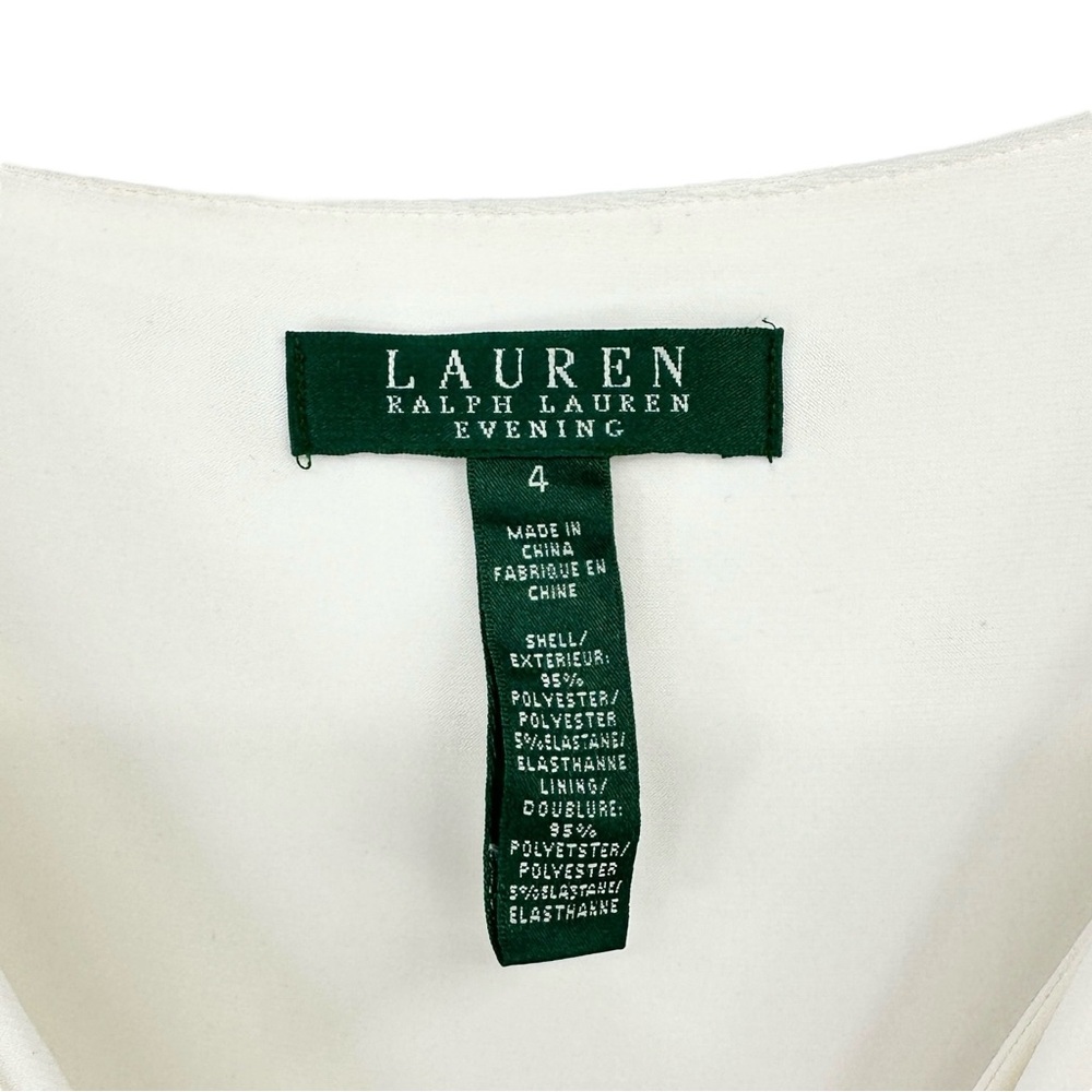 Lauren Ralph Lauren White Draped Embellished  Formal Evening Maxi Dress Gown - Picture 7 of 8